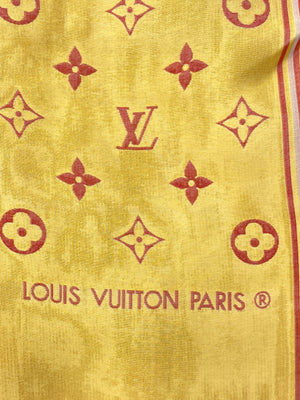 LOUIS VUITTON - 100% SILK MAHINA STOLE SCARF ORANGE RED YELLOW