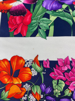GUCCI - 100% SILK FOULARD MULTICOLOUR FLORAL SCARF