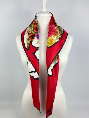 GUCCI - FLORAL SILK SCARF - VINTAGE