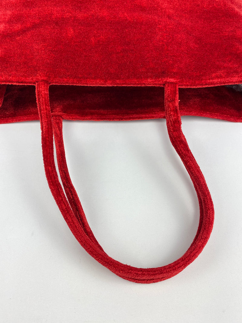 FENDI - RED VELOUR TOTE BAG - MADE IN ITALY VINTAGE
