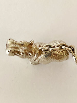 HERMÉS - STERLING SILVER ANNEE DES FLEUVES HIPPO KEY CHAIN BAG CHARM