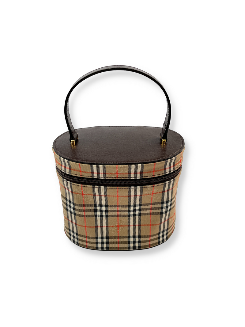 BURBERRY BROWN HAYMARKET CHECK CANVAS VINTAGE VANITY CASE RE.LUXE AU