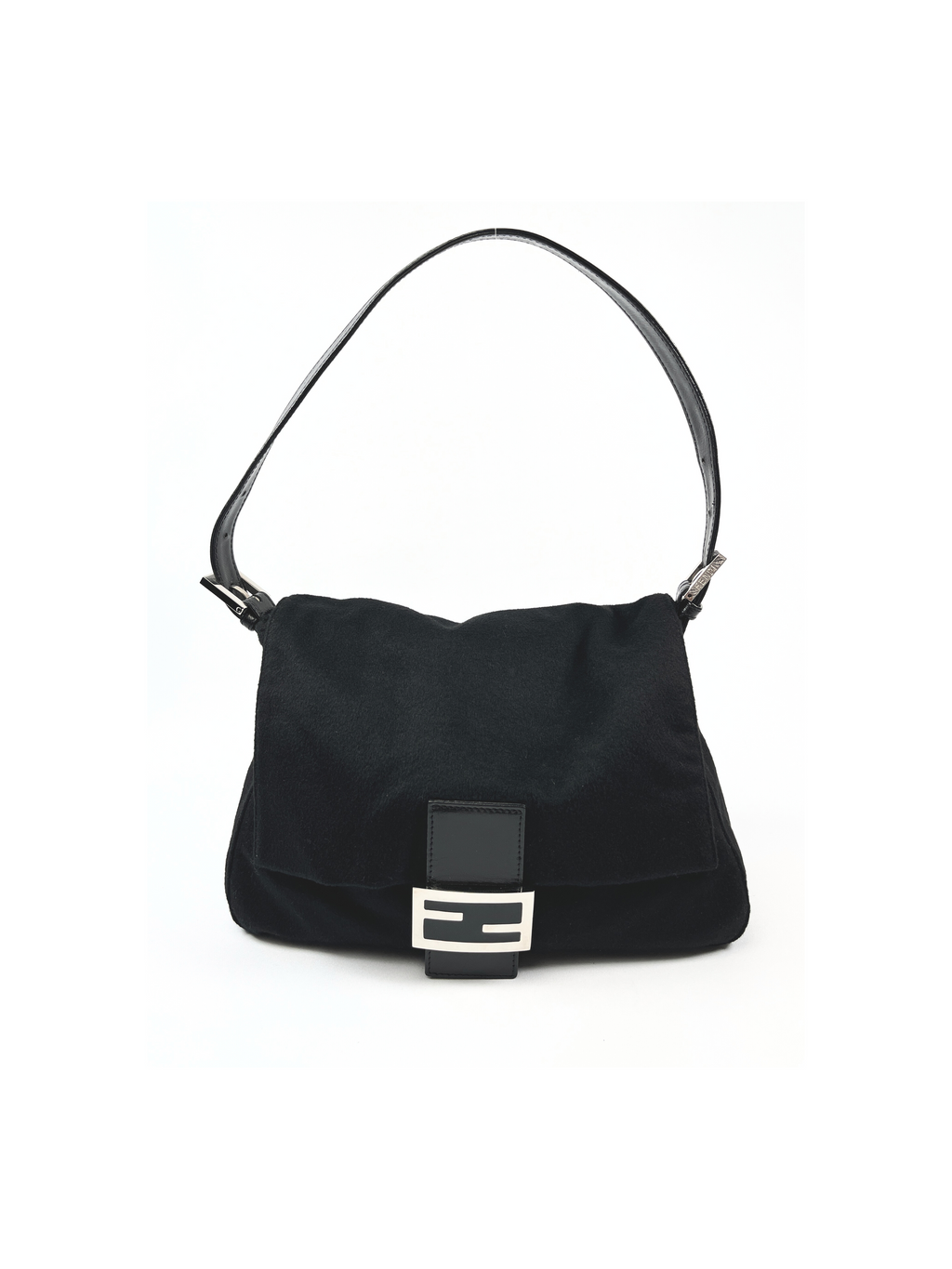 FENDI - BLACK WOOL MAMMA BAGUETTE BAG