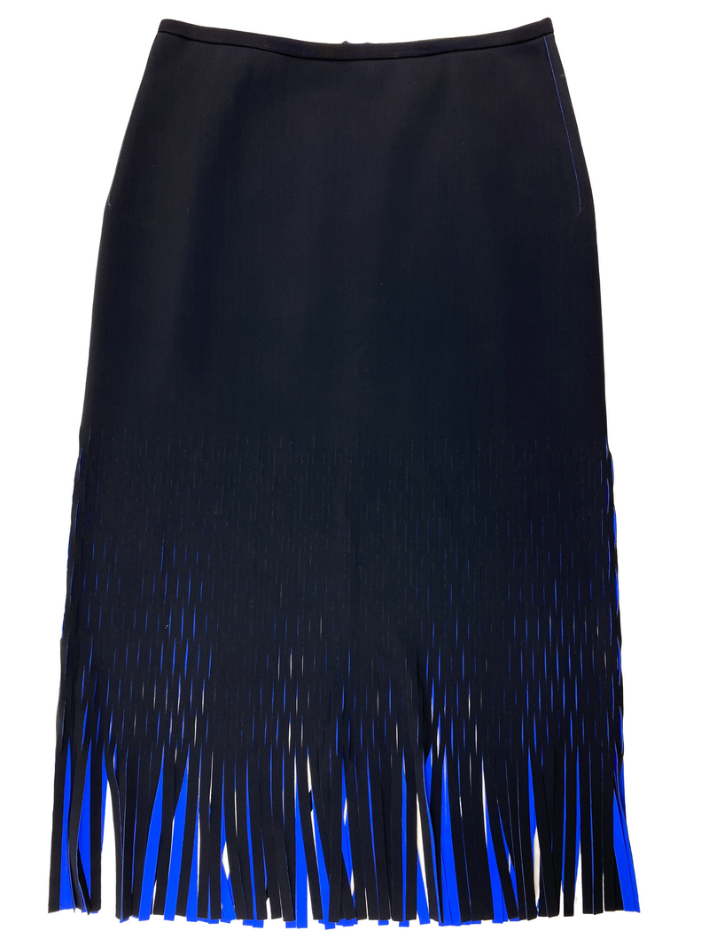 DION LEE - TWO TONE PERF MIDI SKIRT IN INK - SZ 10