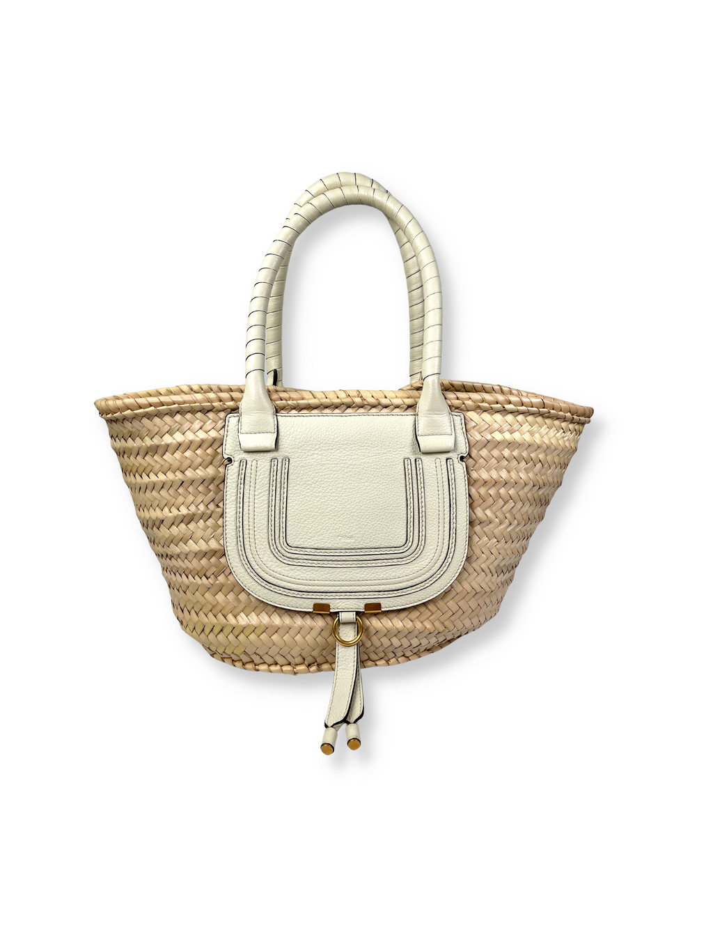 CHLOE - MARCIE MEDIUM BASKET BAG IN NATURAL WHITE