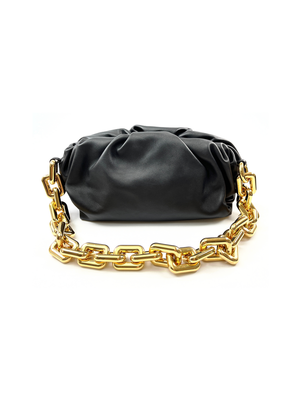 BOTTEGA VENETA - CHAIN POUCH BLACK LEATHER SHOULDER BAG