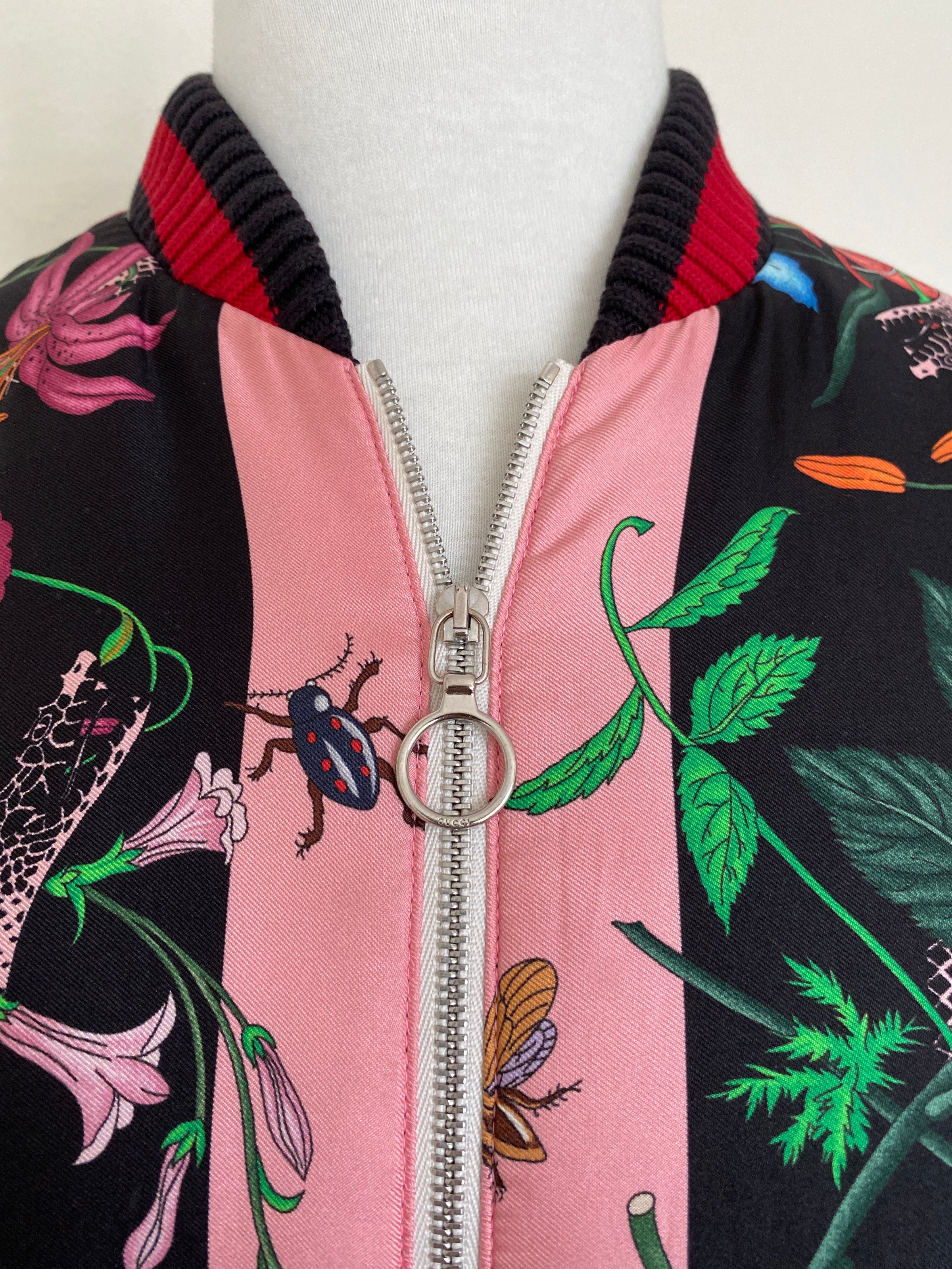 GUCCI FLORA SNAKE PRINT SILK BOMBER JACKET IT 46 AUS 12 14 RE.LUXE AU