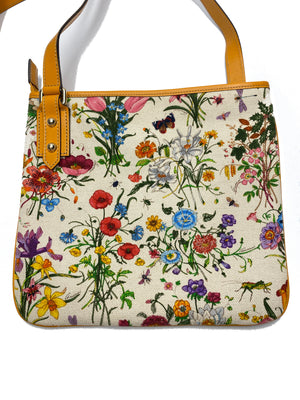 GUCCI - FLORA FLORAL CANVAS PRINTED CROSSBODY BAG