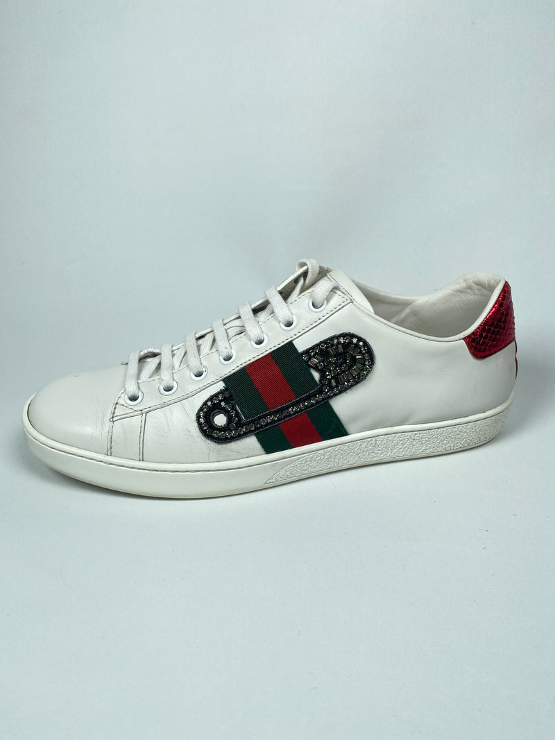GUCCI - ACE SAFETY PIN SNEAKER - Sz 38.5 *fits large