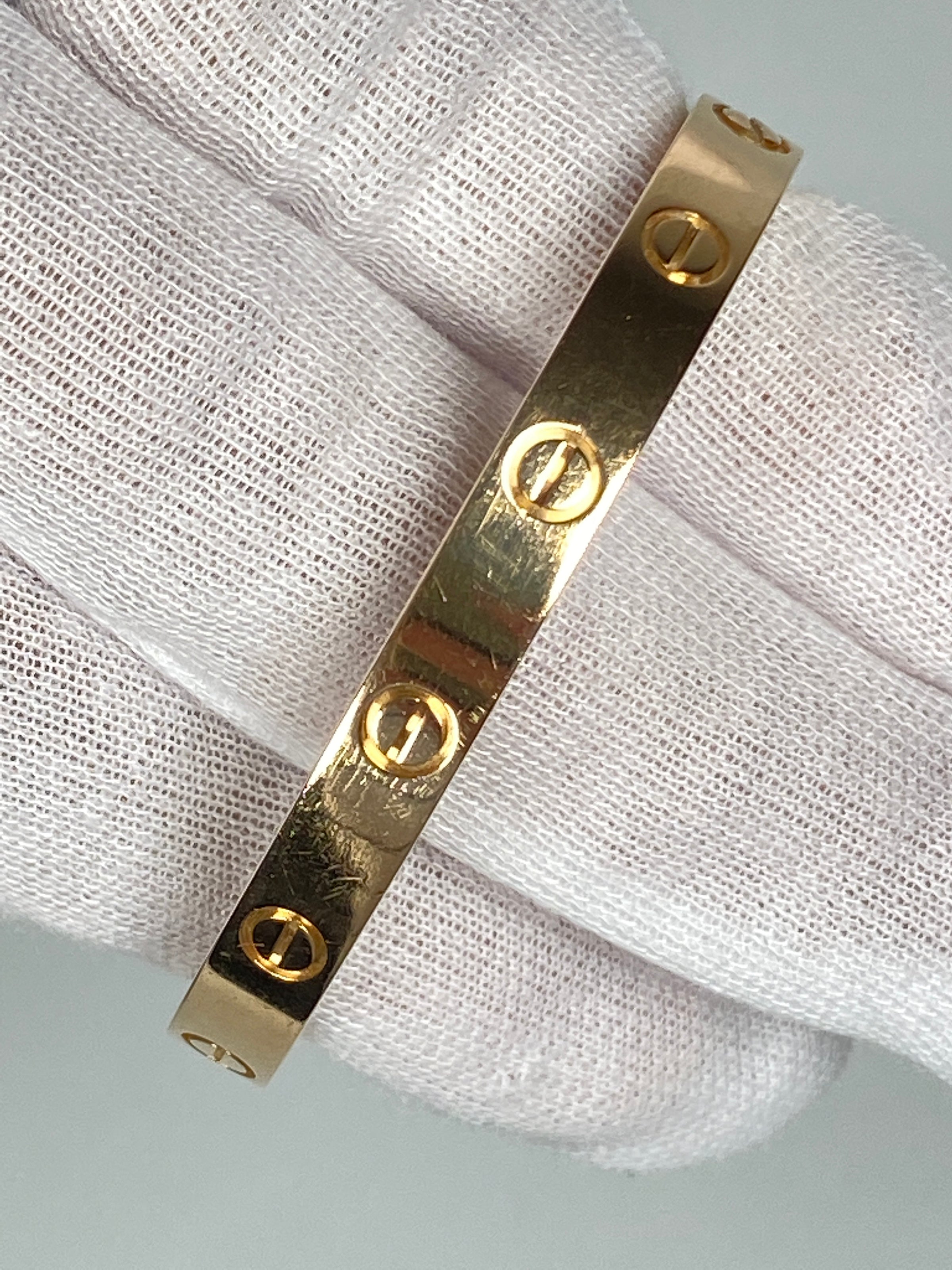 Cartier Love Bracelet, 18K Yellow Gold, Ladies, Size 17, Box, Screwdriver,  32.4 Grams - Estates Consignments Cartier Love Bracelet, 18K Yellow Gold,  Ladies, Size 18, Box, Screwdriver, 32.4 Grams