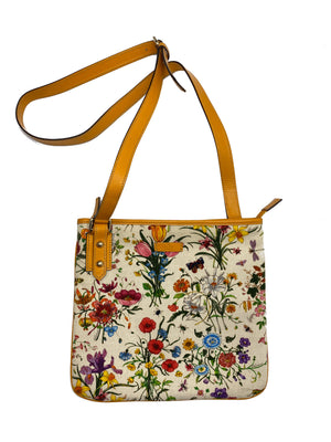 GUCCI - FLORA FLORAL CANVAS PRINTED CROSSBODY BAG