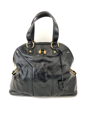 YVES SAINT LAURENT YSL - MUSE OVERSIZE BLACK PATENT LEATHER TOTE