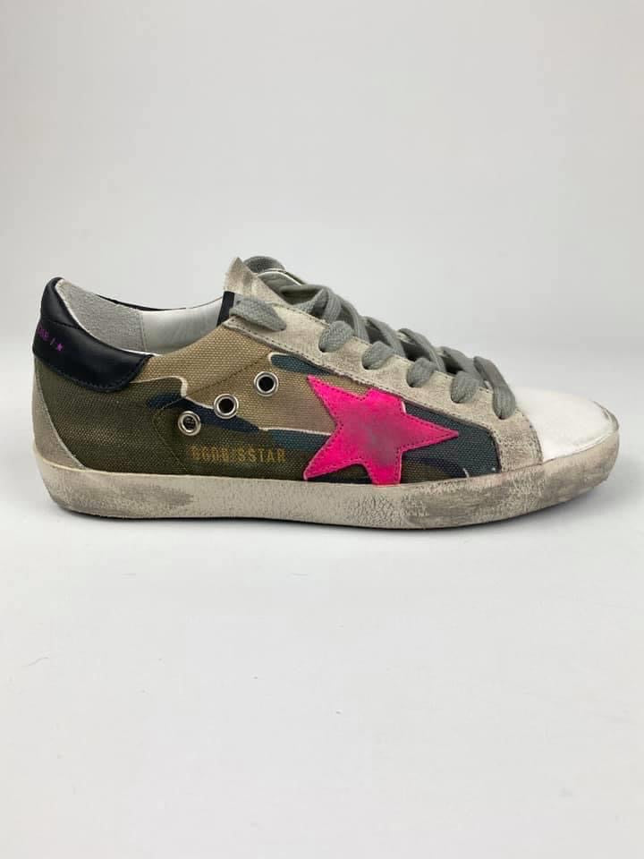 GGDB - CAMO & FUCHSIA SUPERSTARS - SZ 36 - NEW IN BOX