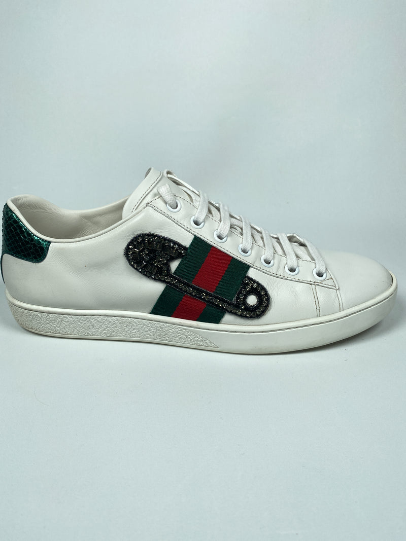 GUCCI - ACE SAFETY PIN SNEAKER - Sz 38.5 *fits large