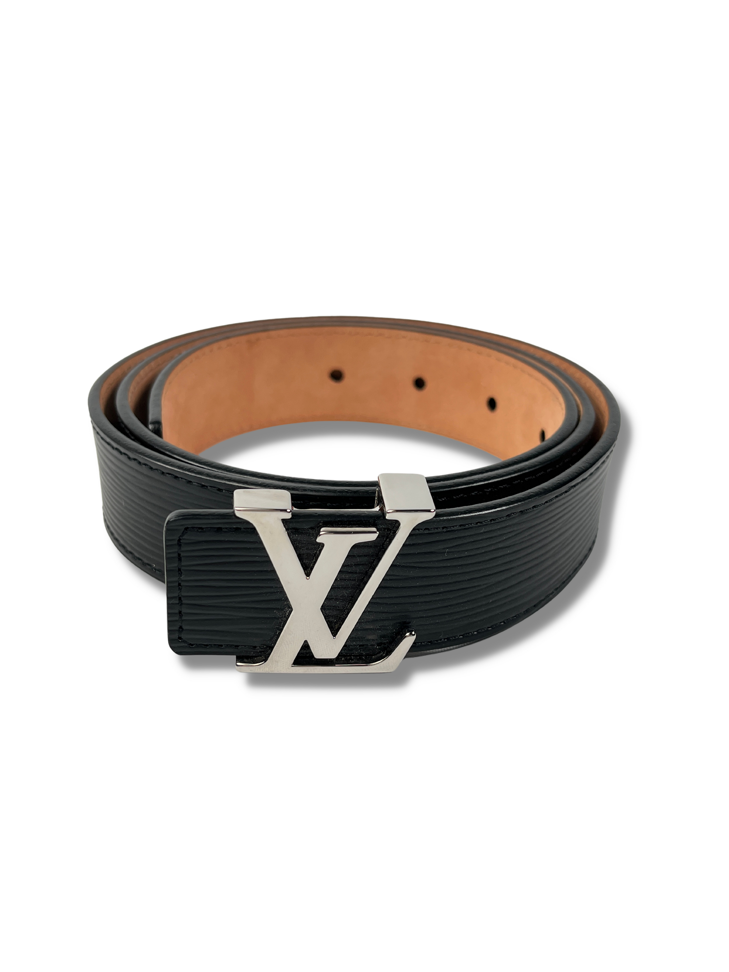 Louis Vuitton Black Epi Leather LV Initiales Belt 85 CM Louis